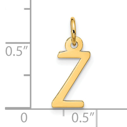 10K Yellow Gold Large Slanted Block Initial Z Charm