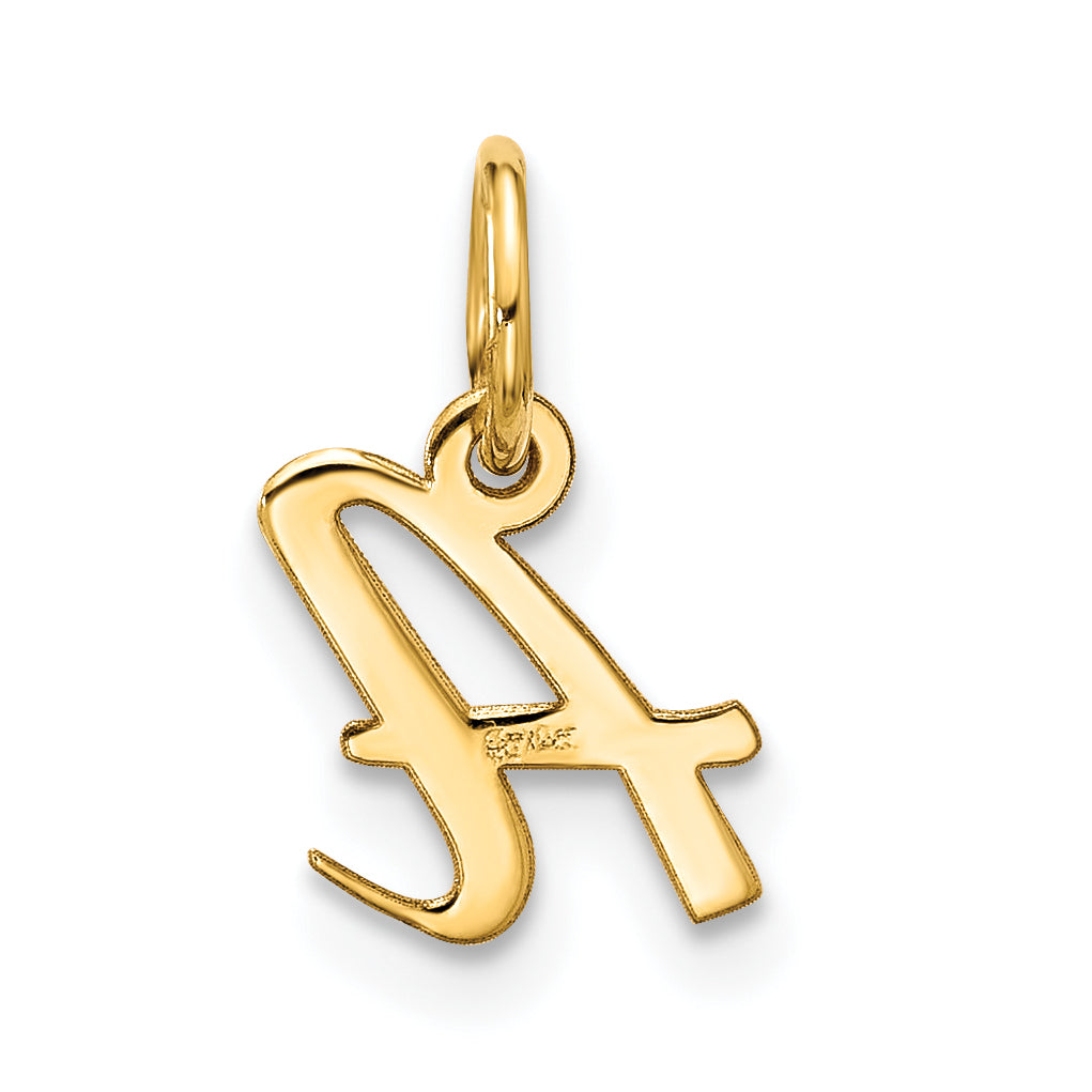 10K Yellow Gold Small Script Initial A Charm