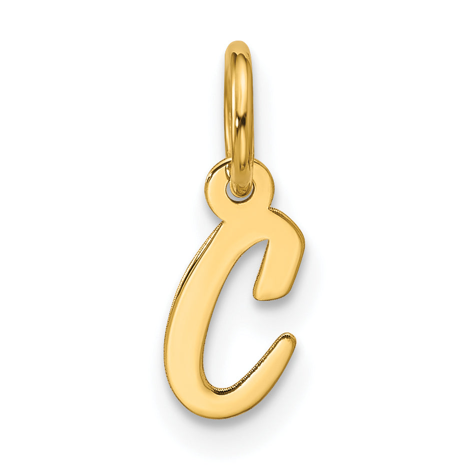 10K Yellow Gold Small Script Initial C Charm
