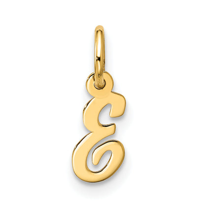 10K Yellow Gold Small Script Initial E Charm