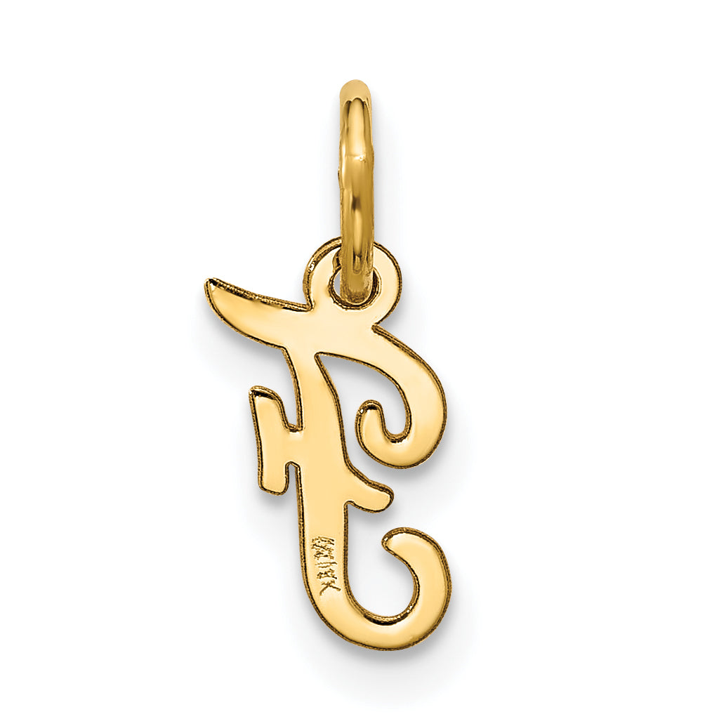 10K Yellow Gold Small Script Initial F Charm