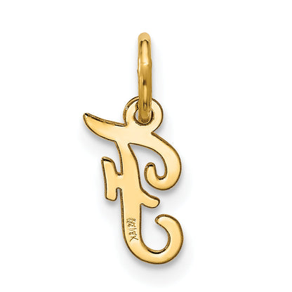 10K Yellow Gold Small Script Initial F Charm