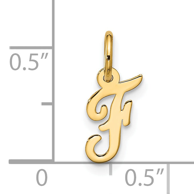10K Yellow Gold Small Script Initial F Charm