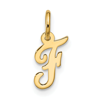 10K Yellow Gold Small Script Initial F Charm
