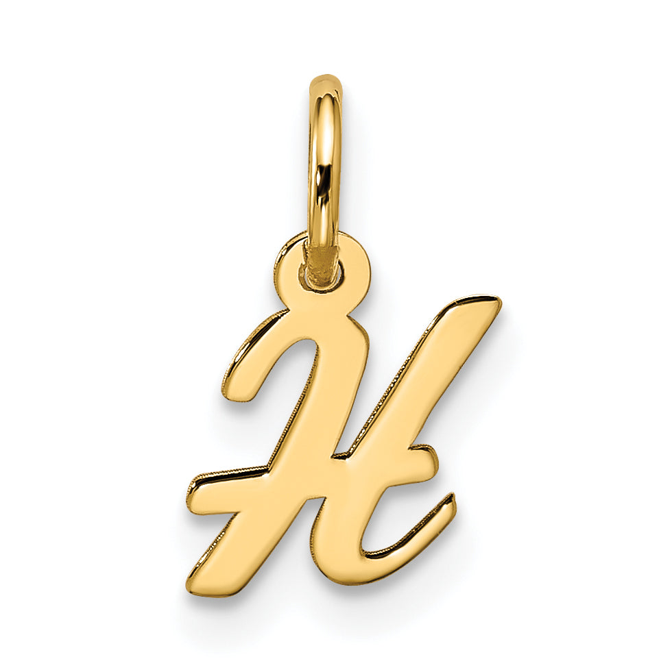 10K Yellow Gold Small Script Initial H Charm