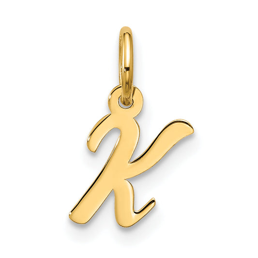 10K Yellow Gold Small Script Initial K Charm