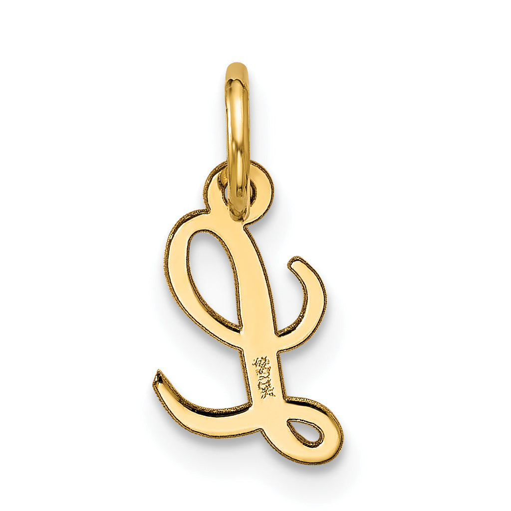 10K Yellow Gold Small Script Initial L Charm