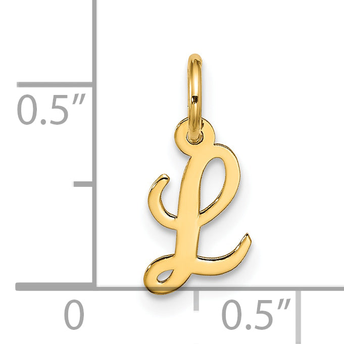 10K Yellow Gold Small Script Initial L Charm