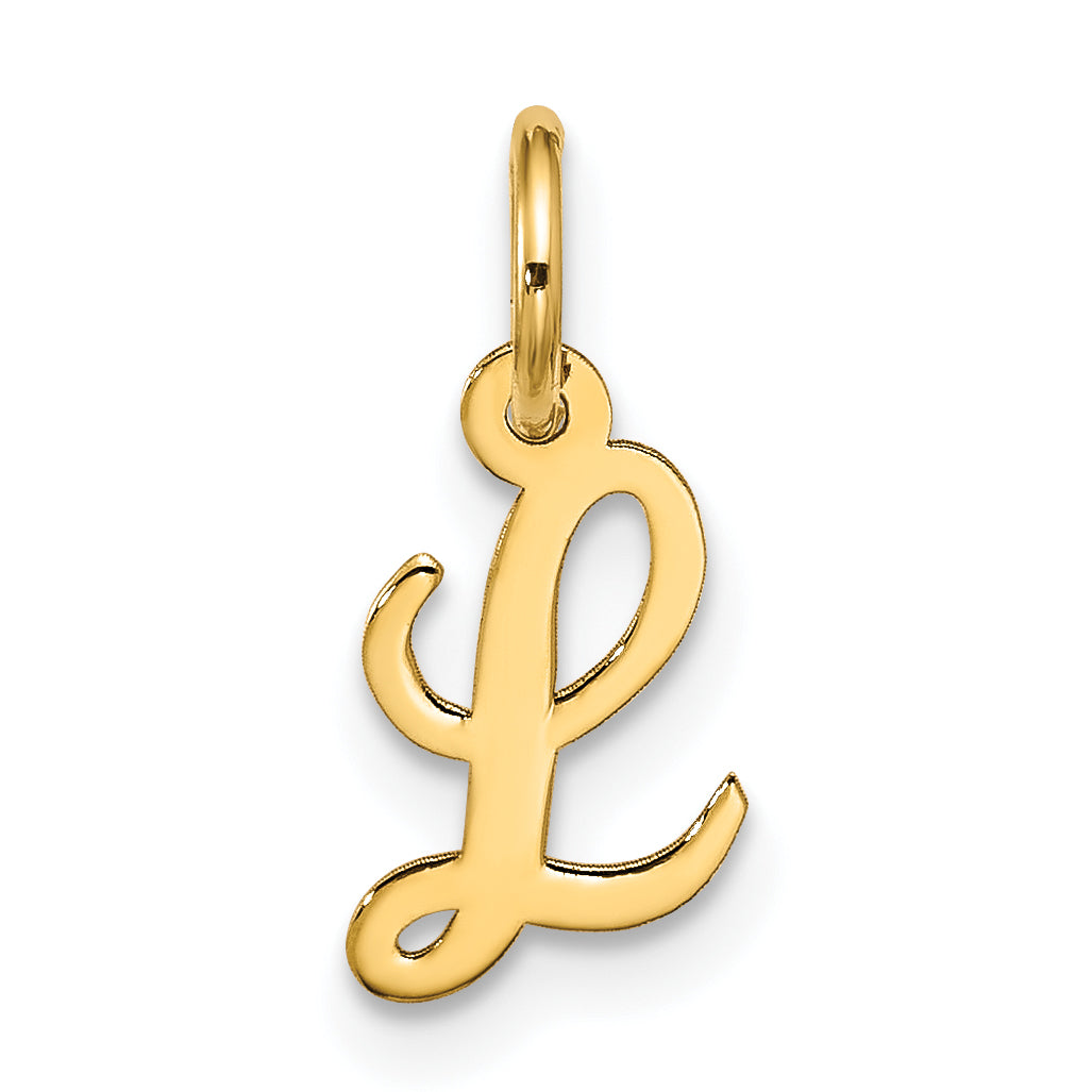 10K Yellow Gold Small Script Initial L Charm