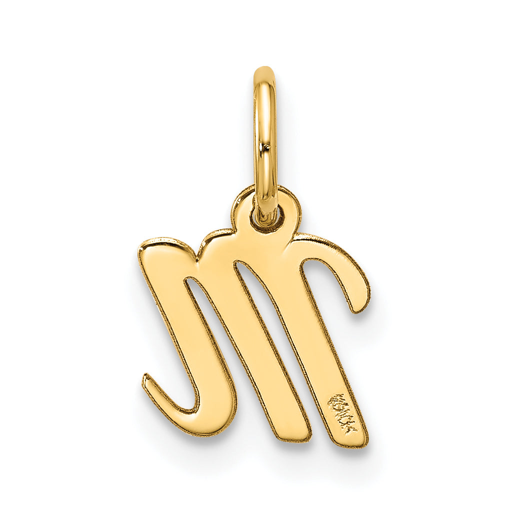 10K Yellow Gold Small Script Initial M Charm