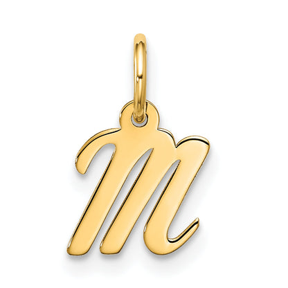 10K Yellow Gold Small Script Initial M Charm