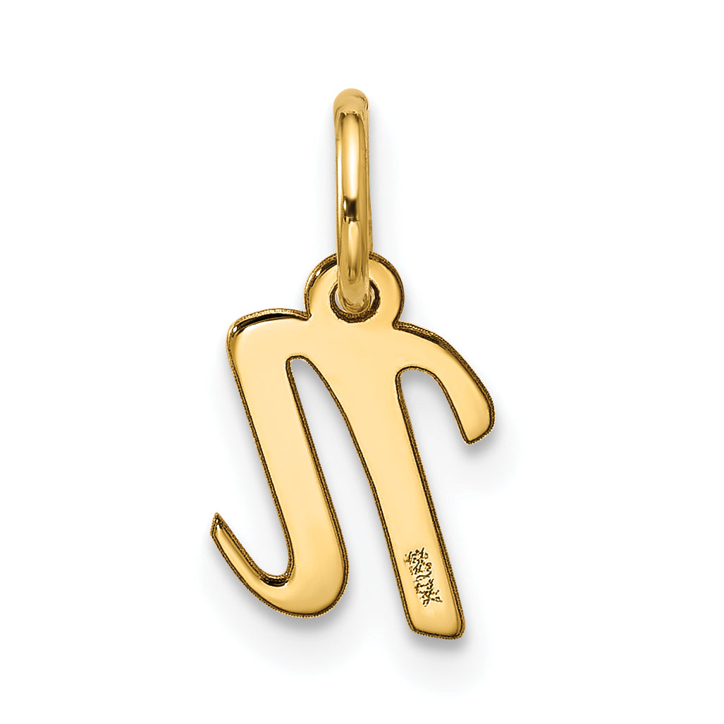 10K Yellow Gold Small Script Initial N Charm