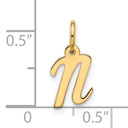 10K Yellow Gold Small Script Initial N Charm