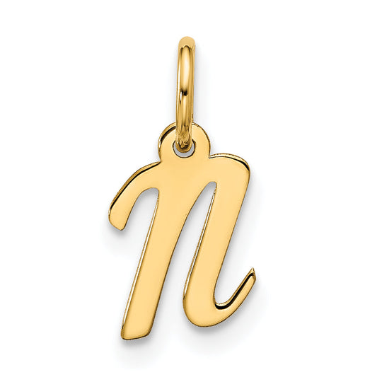10K Yellow Gold Small Script Initial N Charm