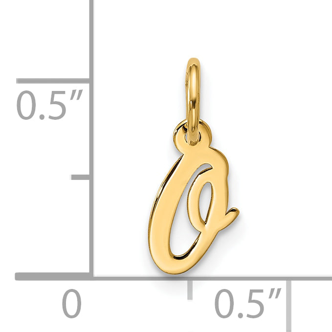 10K Yellow Gold Small Script Initial O Charm