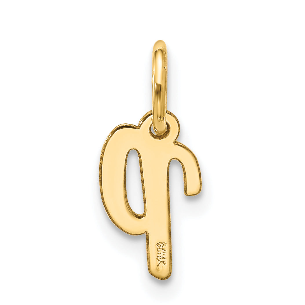 10K Yellow Gold Small Script Initial P Charm
