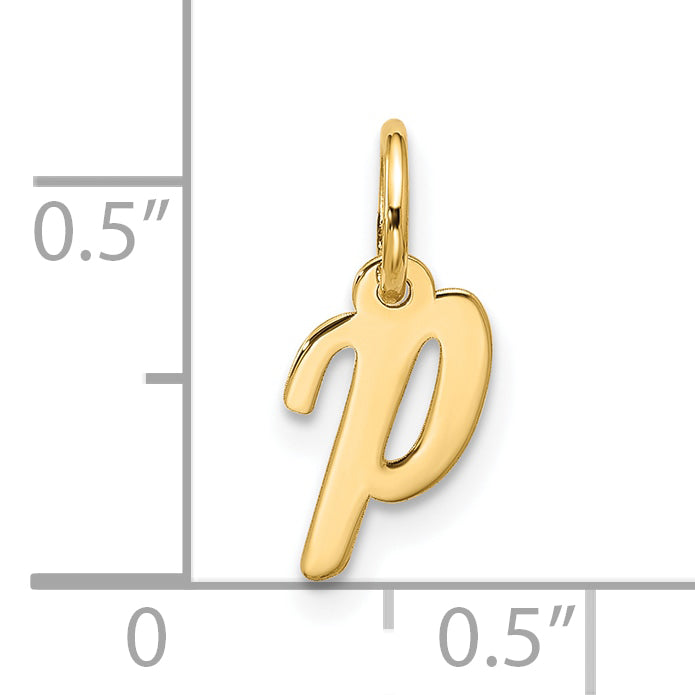 10K Yellow Gold Small Script Initial P Charm