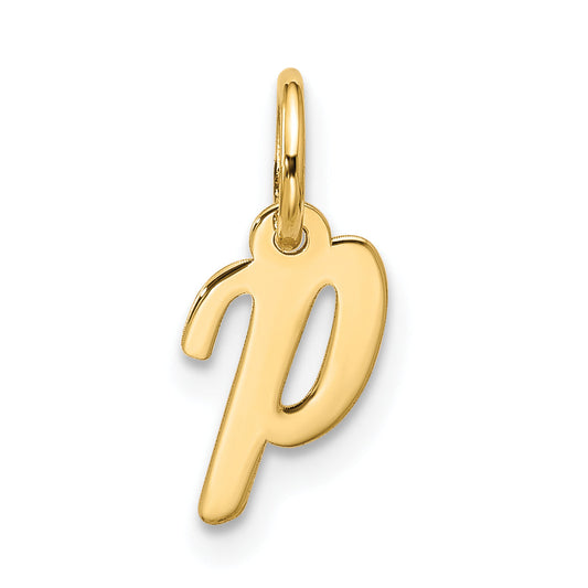 10K Yellow Gold Small Script Initial P Charm