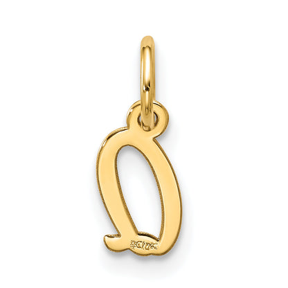 10K Yellow Gold Small Script Initial Q Charm