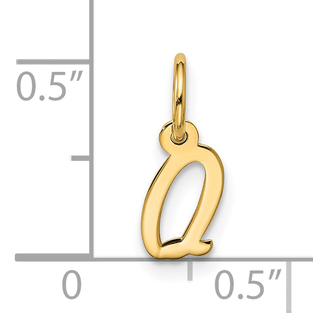 10K Yellow Gold Small Script Initial Q Charm