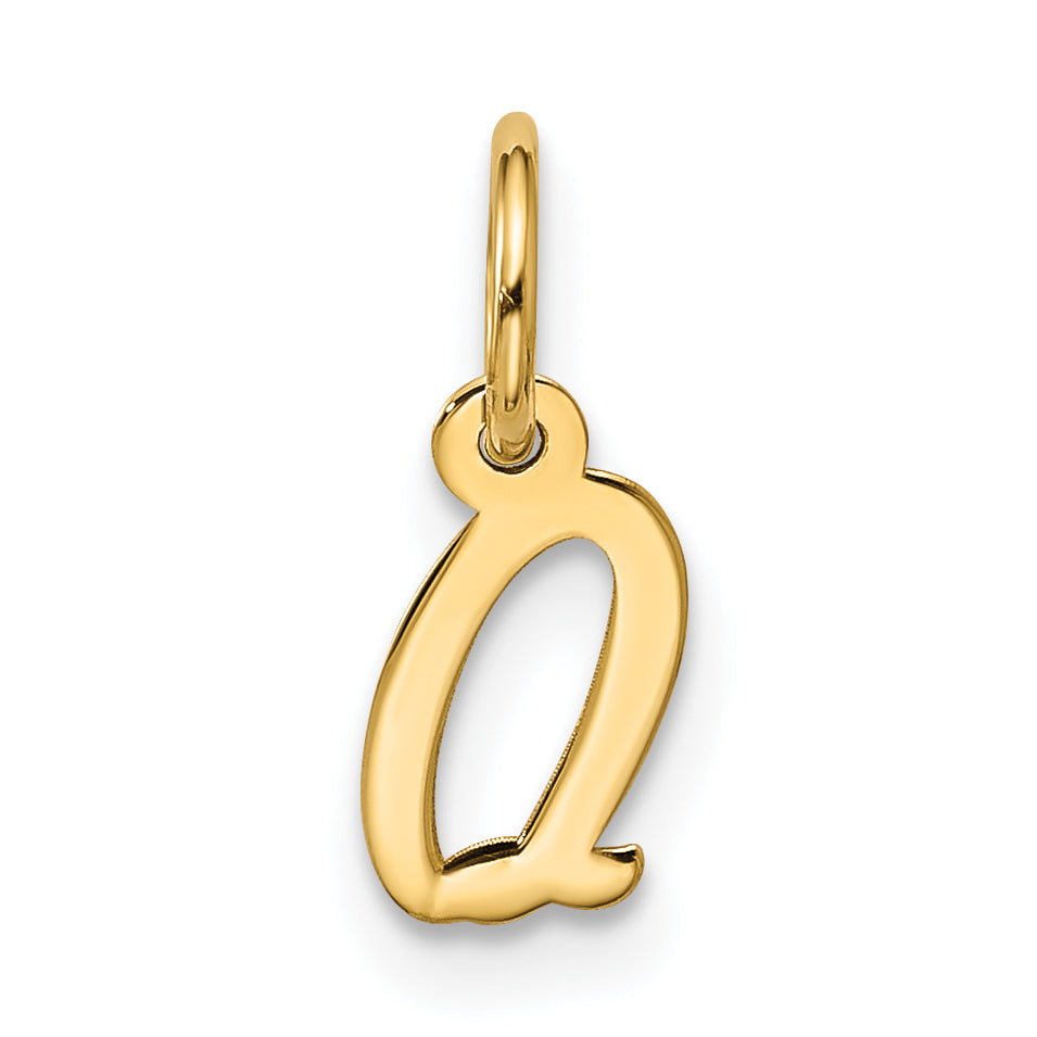 10K Yellow Gold Small Script Initial Q Charm