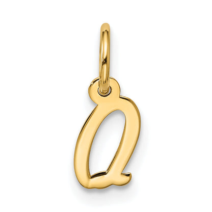 10K Yellow Gold Small Script Initial Q Charm