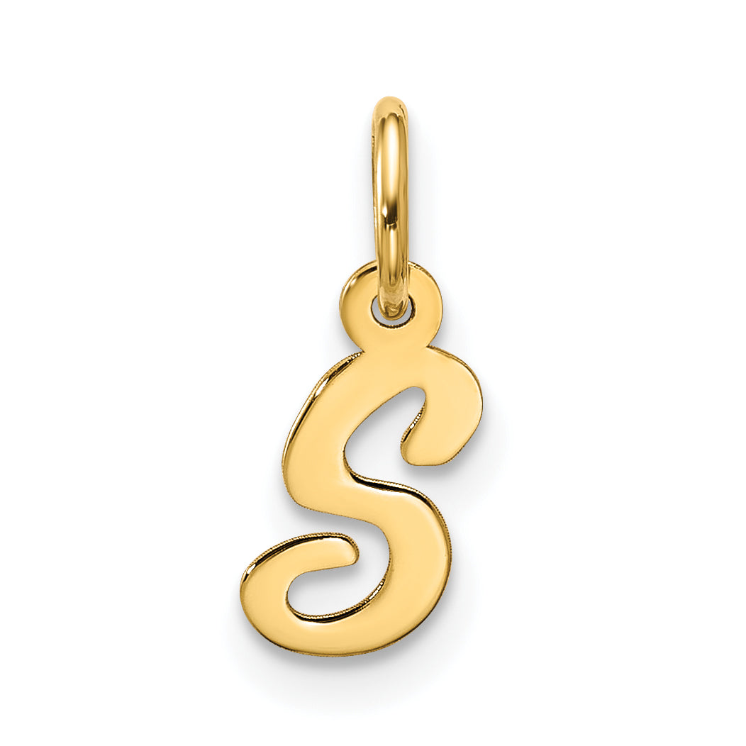 10K Yellow Gold Small Script Initial S Charm