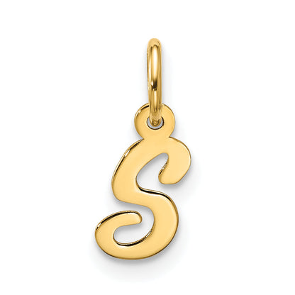 10K Yellow Gold Small Script Initial S Charm