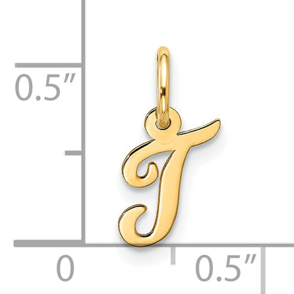 10K Yellow Gold Small Script Initial T Charm