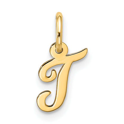 10K Yellow Gold Small Script Initial T Charm