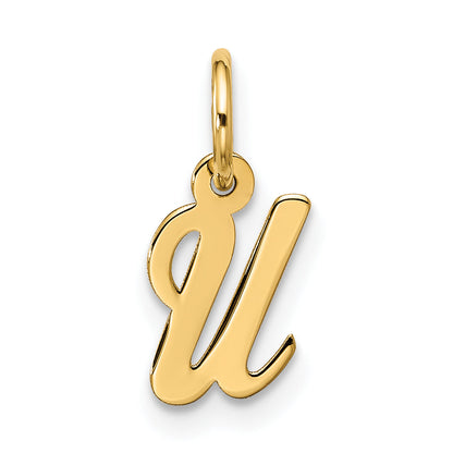 10K Yellow Gold Small Script Initial U Charm