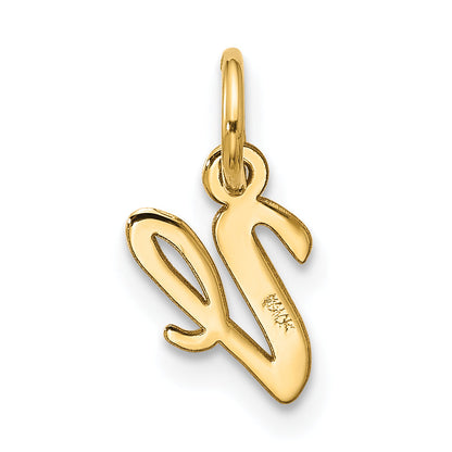 10K Yellow Gold Small Script Initial V Charm