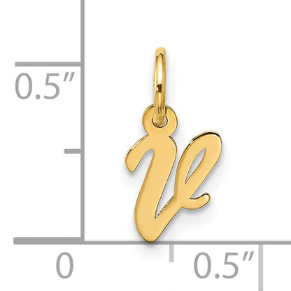 10K Yellow Gold Small Script Initial V Charm