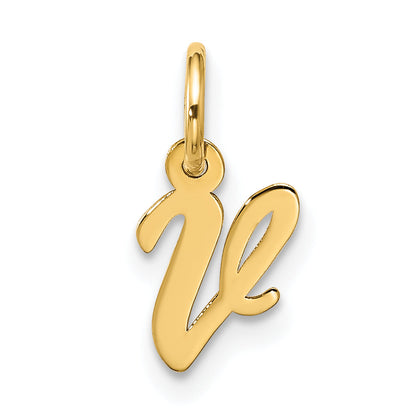 10K Yellow Gold Small Script Initial V Charm