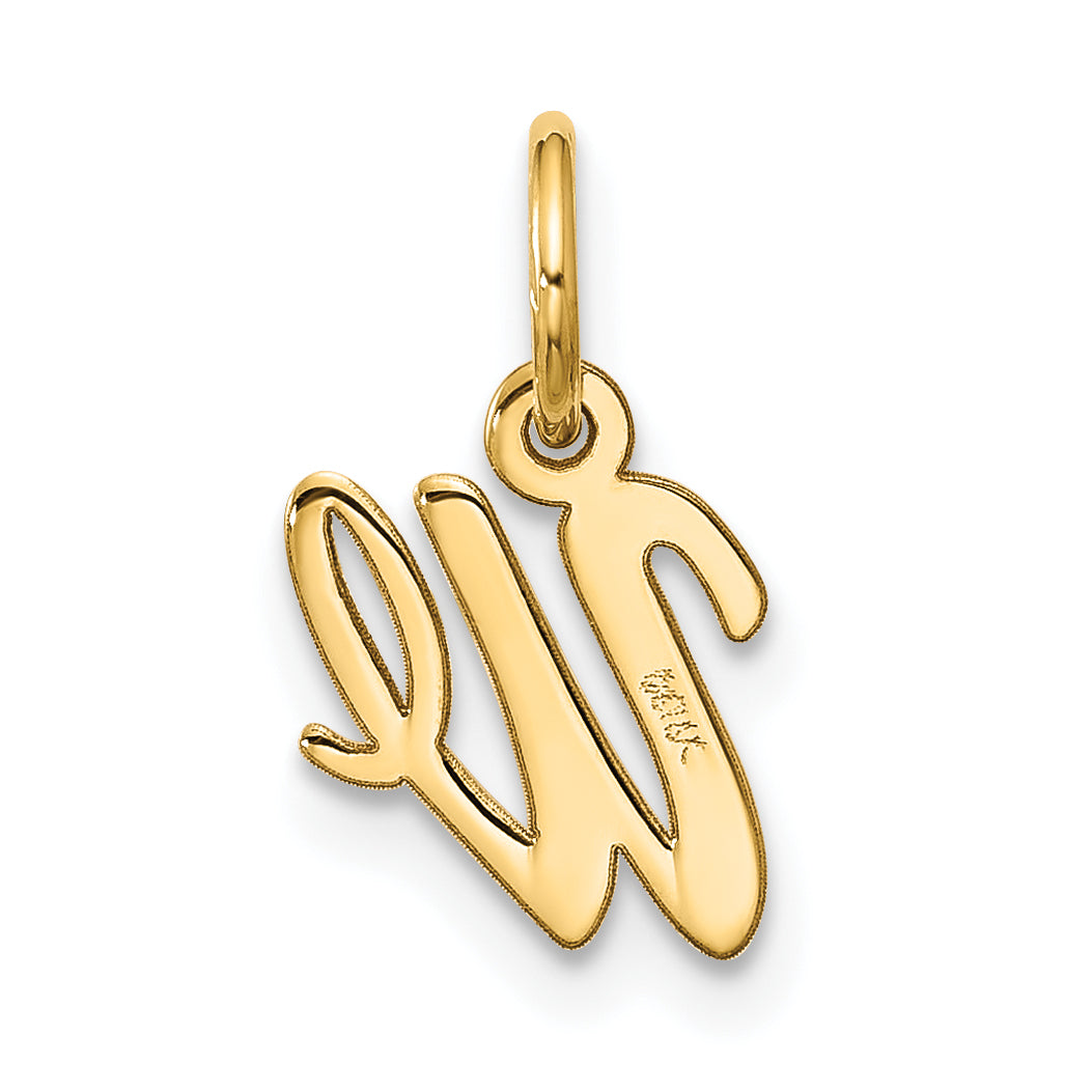 10K Yellow Gold Small Script Initial W Charm