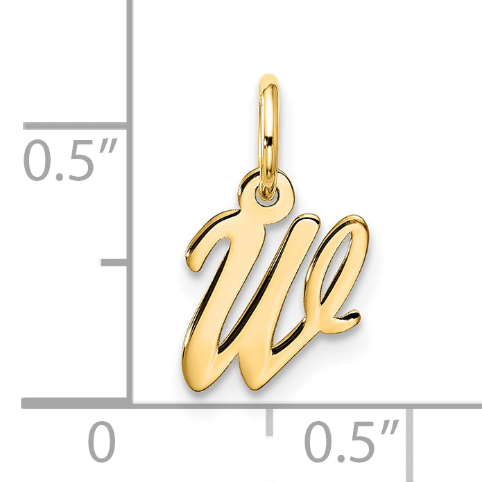 10K Yellow Gold Small Script Initial W Charm