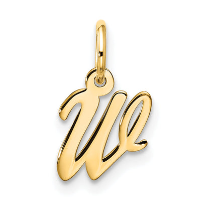10K Yellow Gold Small Script Initial W Charm