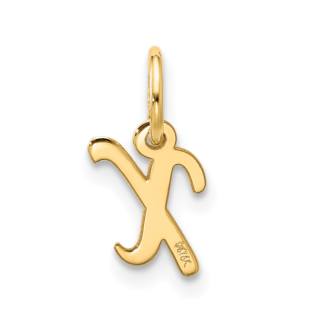 10K Yellow Gold Small Script Initial X Charm