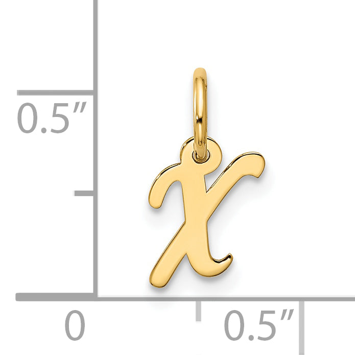 10K Yellow Gold Small Script Initial X Charm