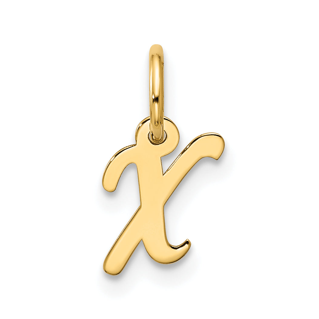 10K Yellow Gold Small Script Initial X Charm