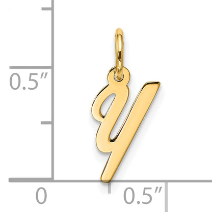 10K Yellow Gold Small Script Initial Y Charm