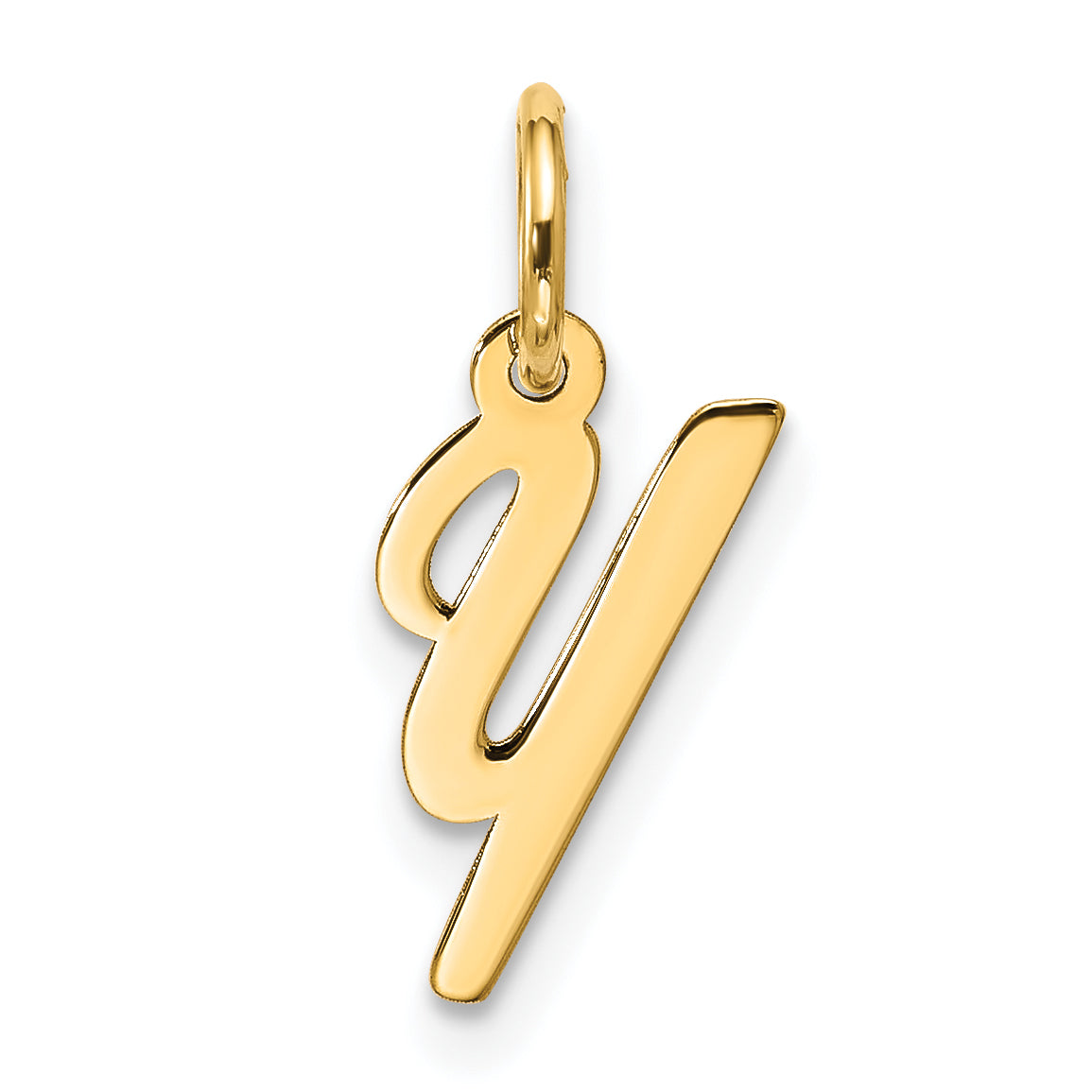 10K Yellow Gold Small Script Initial Y Charm