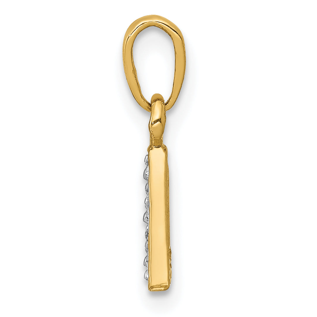 10K Yellow W/Rhodium 10K And Rhodium Diamond Initial A Pendant