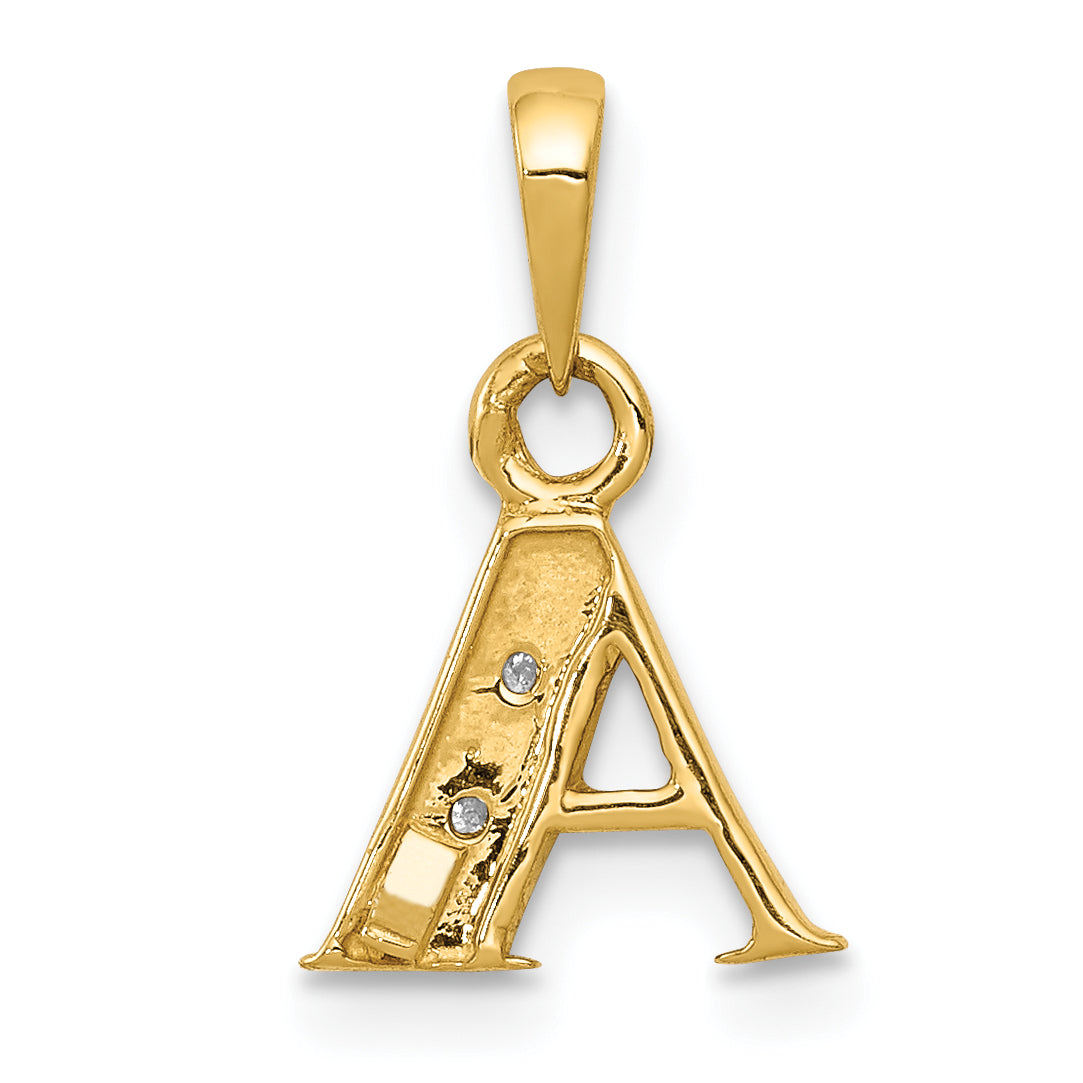 10K Yellow W/Rhodium 10K And Rhodium Diamond Initial A Pendant