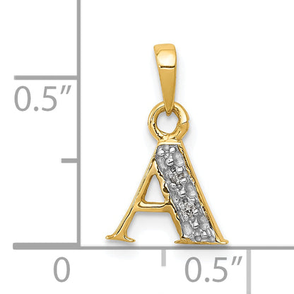 10K Yellow W/Rhodium 10K And Rhodium Diamond Initial A Pendant