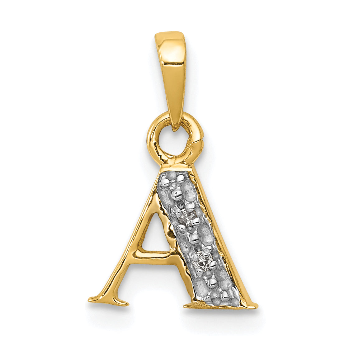 10K Yellow W/Rhodium 10K And Rhodium Diamond Initial A Pendant