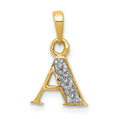 10K Yellow W/Rhodium 10K And Rhodium Diamond Initial A Pendant