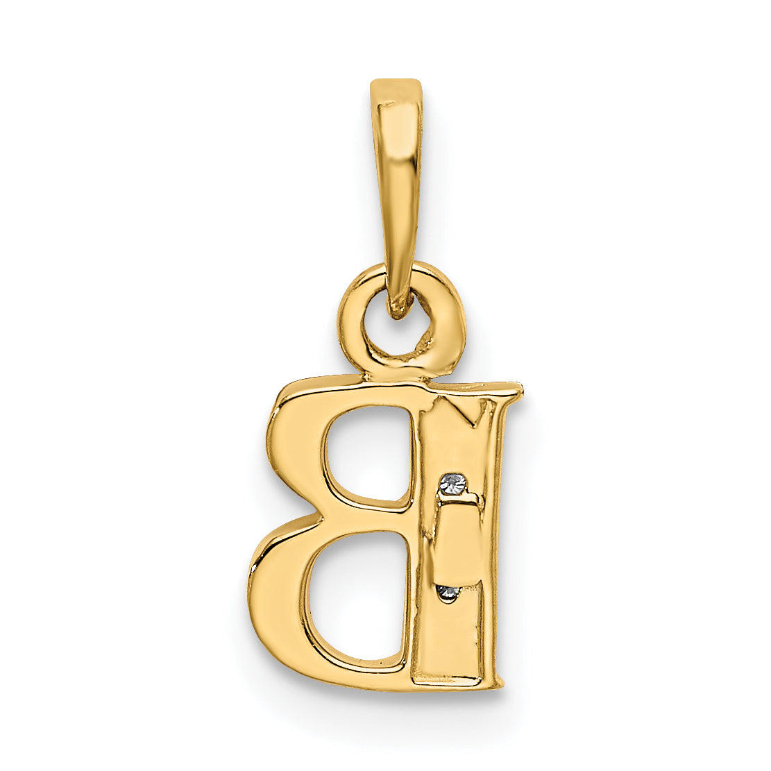 10K Yellow W/Rhodium 10K And Rhodium Diamond Initial B Pendant