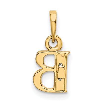 10K Yellow W/Rhodium 10K And Rhodium Diamond Initial B Pendant