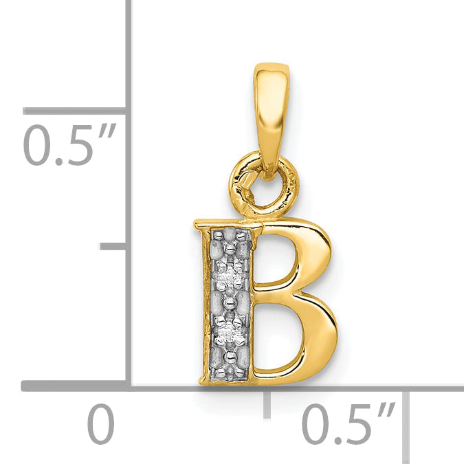 10K Yellow W/Rhodium 10K And Rhodium Diamond Initial B Pendant